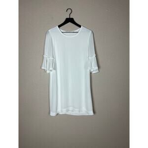 Wilt White Crepe Dress w/ Ruffle Sleeve Size Small